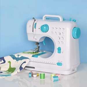 Mini Sewing Machine, Portable Multi-Purpose Crafting Mending Machine Household 12 Built-in Stitches & Double Thread for Beginners Blue