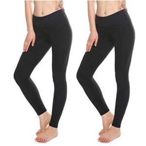 kt buttery soft leggings for women - high waisted leggings pants with pockets - reg & plus size(black-2 pairs,one size)