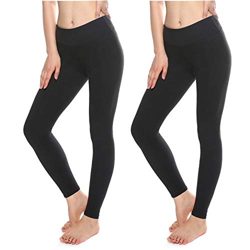 KT Buttery Soft Leggings for Women - High Waisted Leggings Pants with Pockets - Reg & Plus Size(Black-2 Pairs,One Size)