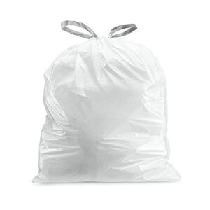 Plasticplace - TRA275WH Custom Fit Trash Bags │ simplehuman (x) Code R Compatible (100 Count) │ White Drawstring Garbage Liners 2.6 Gallon / 10 Liter │ 16.5" x 18" White