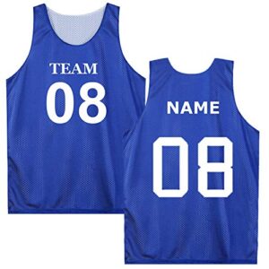 toptie custom reversible basketball jersey (double sides name/number) mesh tank top scrimmage jersey-blue/white-l