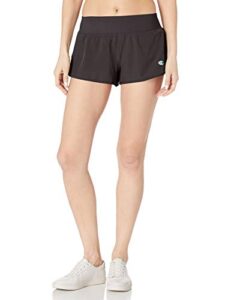 champion sport, moisture wicking, lightweight gym shorts for women, c logo, 2.5", black, small