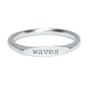 pura vida waves vibes stackable ring - .925 sterling silver band, brass base - size 7
