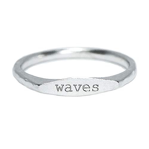 Pura Vida Waves Vibes Stackable Ring - .925 Sterling Silver Band, Brass Base - Size 7