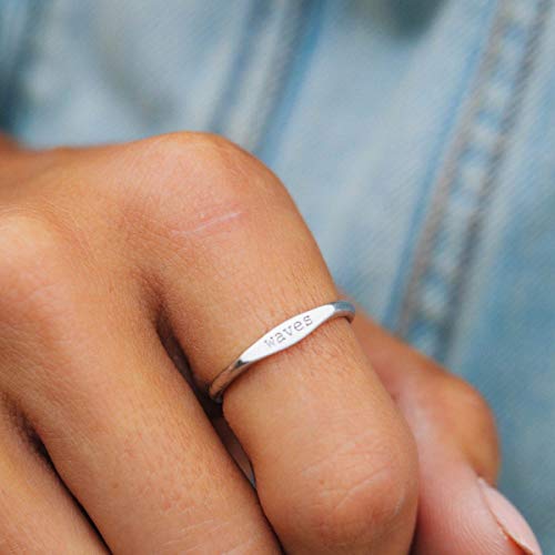 Pura Vida Waves Vibes Stackable Ring - .925 Sterling Silver Band, Brass Base - Size 7