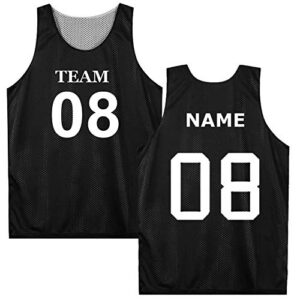 toptie custom reversible basketball jersey (double sides name/number) mesh tank top scrimmage jersey-black/white-l