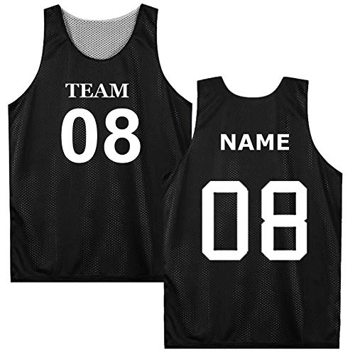 TOPTIE Custom Reversible Basketball Jersey (Double Sides Name/Number) Mesh Tank Top Scrimmage Jersey-Black/White-L