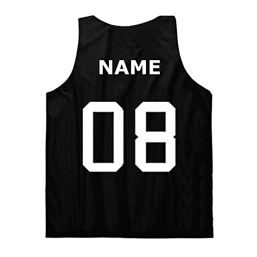 TOPTIE Custom Reversible Basketball Jersey (Double Sides Name/Number) Mesh Tank Top Scrimmage Jersey-Black/White-L