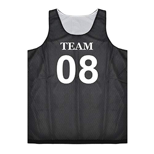 TOPTIE Custom Reversible Basketball Jersey (Double Sides Name/Number) Mesh Tank Top Scrimmage Jersey-Black/White-L