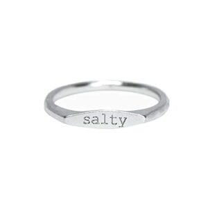pura vida salty vibes stackable ring - .925 sterling silver band, brass base - size 5