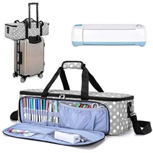 luxja carrying bag compatible with cricut die-cutting machine and supplies, tote bag compatible with cricut explore air (air2) and maker (bag only, patent design), gray dots