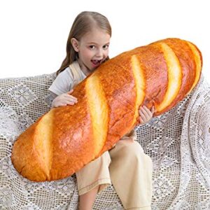 Wepop 40 in 3D Simulation Bread Shape Pillow Soft Lumbar Baguette Back Cushion Funny Food Plush Stuffed Toy