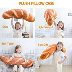 Wepop 40 in 3D Simulation Bread Shape Pillow Soft Lumbar Baguette Back Cushion Funny Food Plush Stuffed Toy