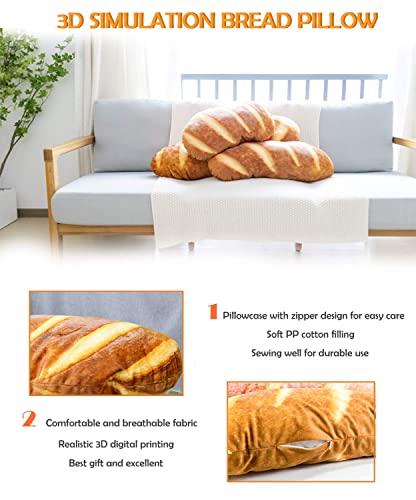 Wepop 40 in 3D Simulation Bread Shape Pillow Soft Lumbar Baguette Back Cushion Funny Food Plush Stuffed Toy