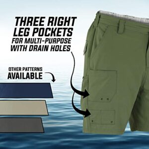 Mossy Oak Men's Standard Fishing Shorts Quick Dry Flex, Charcoal, Large