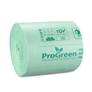 ProGreen 100% Compostable Bags 8 Gallon (30L), Extra Thick 0.85 Mil, 30 Count, Small Kitchen Trash Bags, Food Scraps Yard Waste Bags, ASTM D6400 BPI and TUV Austria Certified.