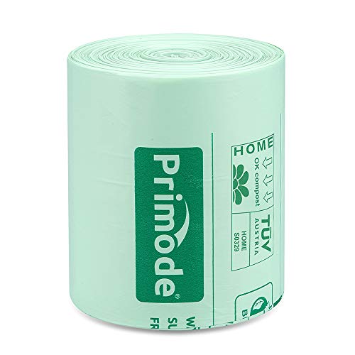 Primode 100% Compostable Bags, 8 Gallon (30L) Food Scraps Yard Waste Bags, 100 Count, Extra Thick 0.85 Mil. ASTM D6400 Compost Bags Small Kitchen Trash Bags, Certified by BPI & TUV