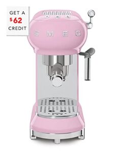 smeg ecf01rdus 50s retro style espresso machine - pink