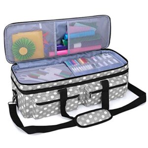 luxja double-layer bag compatible with cricut explore air (air2) and maker, carrying bag compatible with cricut die-cut machine and supplies (bag only, patent design), gray dots