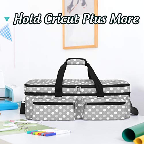 LUXJA Double-Layer Bag Compatible with Cricut Explore Air (Air2) and Maker, Carrying Bag Compatible with Cricut Die-Cut Machine and Supplies (Bag Only, Patent Design), Gray Dots