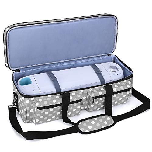 LUXJA Double-Layer Bag Compatible with Cricut Explore Air (Air2) and Maker, Carrying Bag Compatible with Cricut Die-Cut Machine and Supplies (Bag Only, Patent Design), Gray Dots