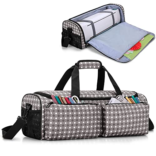 YARWO Craft Tote Bag Compatible for Cricut Die-cut Machine and Cutting Mat(12 x 12), Travel Carrying Case Compatible with Cricut Explore Air (Air 2), Cricut Maker and Accessories, Dots