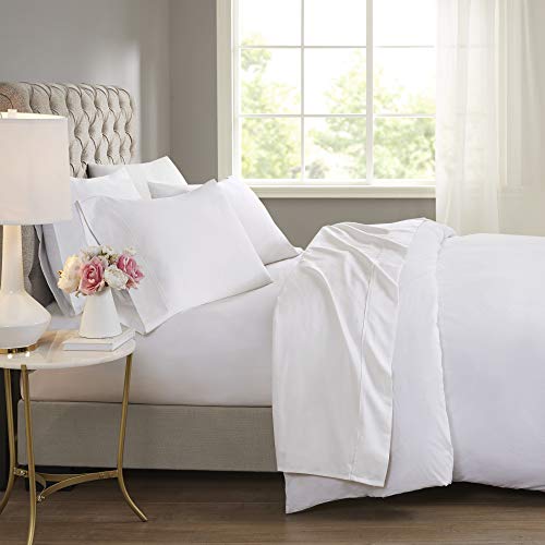 Beautyrest BR 600 TC Cooling Cotton Blend Solid Sheet 16 Inch Deep Pocket Hypoallergenic, All Season, Soft Bedding-Set, Matching Pillow Case, King, White 4 Piece,BR20-0988