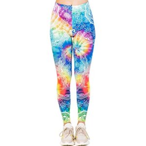 Tie Dye Seamless Workout Leggings - Women’s Colorful Mandala Printed Yoga Leggings, Tummy Control Running Pants