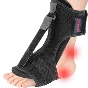 plantar fasciitis night splint drop foot orthotic brace,improved dorsal night splint for effective relief from plantar fasciitis, achilles tendonitis, heel and ankle pain with hard spiky massage ball