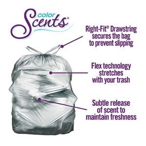 Color Scents - Medium Trash Bag, Drawstring - 8 Gallon Trash Bags, 200 Count - Kitchen Trash Bags, Scented Garbage Bag, Silver Bags in Linen Fresh Scent. (8 Packs of 25 Count)