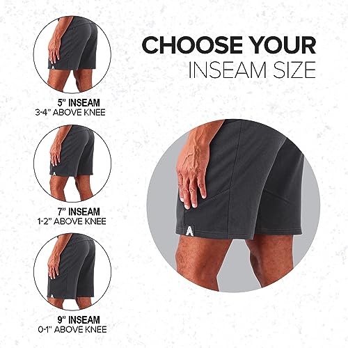 Anthem Athletics Hyperflex Gym Shorts For Men Zippered Pocket 7 Inch Inseam – Workout Shorts, Running Shorts, Athletic Shorts Cross Training Shorts Yoga Shorts - Volcanic Black G2 - Large