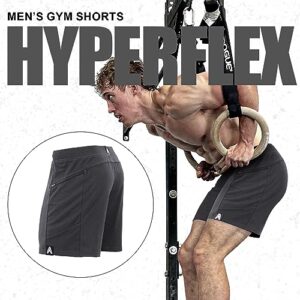 Anthem Athletics Hyperflex Gym Shorts For Men Zippered Pocket 7 Inch Inseam – Workout Shorts, Running Shorts, Athletic Shorts Cross Training Shorts Yoga Shorts - Volcanic Black G2 - Large