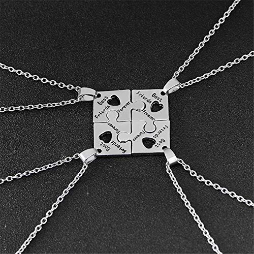 Best Friend Friendship Necklaces for 4, Best Friends Forever BFF Necklace Engraved Puzzle Friendship Pendant Charm Necklaces Set Christma Gift for Women Girls