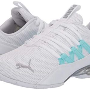 PUMA Women's Riaze Prowl, Puma White-Gulf Stream, 9