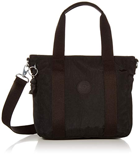 Kipling Women's Asseni Mini Tote, Compact Lightweight Everyday Purse, Nylon Shoulder Bag, Black Noir