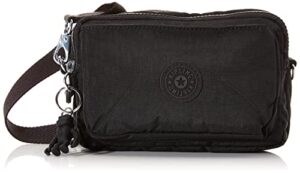 kipling women’s abanu crossbody bag, lightweight, adjustable nylon waist pack with multi-compartment zip pockets, black noir