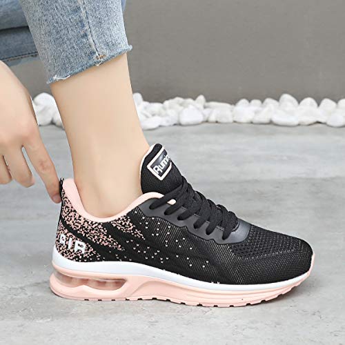 GANNOU Women's Air Athletic Running Shoes Fashion Sport Gym Jogging Tennis Fitness Sneaker Peachblack 8 B(M) US