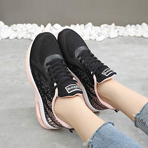 GANNOU Women's Air Athletic Running Shoes Fashion Sport Gym Jogging Tennis Fitness Sneaker Peachblack 8 B(M) US