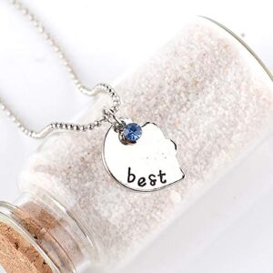 oAtm0eBcl 3Pcs/Set Friendship Necklace, Fashion Women Best Friends Rhinestone Heart Matching Pendant Necklace, Girls Jewelry Gift Silver