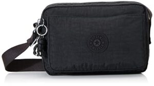 kipling women’s abanu medium crossbody bag, lightweight, adjustable nylon waist pack with multi-compartment zip pockets, black noir