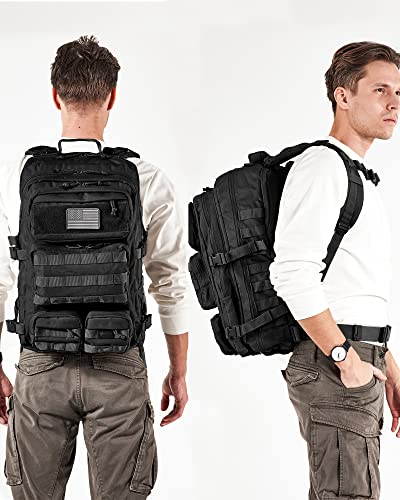 Falko Tactical Backpack - 2.4x Stronger Work & Military Backpack. Water Resistant and Heavy Duty Large Molle Backpack (50L)