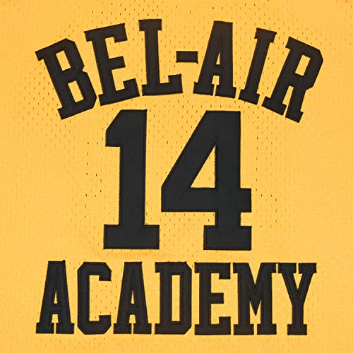 CAIYOO #14 The Fresh Prince of Bel Air Academy Youth Basketball Jersey for Boys Fit Age 5-18 Kids (Yellow, Youth Large)