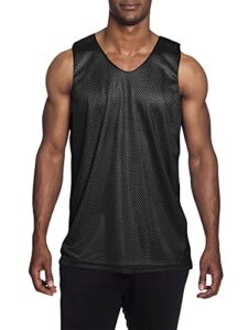 mens reversible basketball jersey premium moisture wicking mesh tank top (large, 1ih05_black)