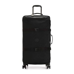 kipling women’s spontaneous 31-inch softside spinner wheel luggage, integrated tsa accepted lock, black noir, checked-large