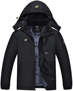 qpngrp mens waterproof ski snowboarding jacket winter windproof snow coat black large