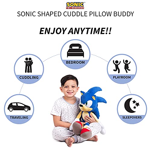 Franco Kids Bedding Super Soft Plush Cuddle Pillow Buddy, One Size, Sonic The Hedgehog