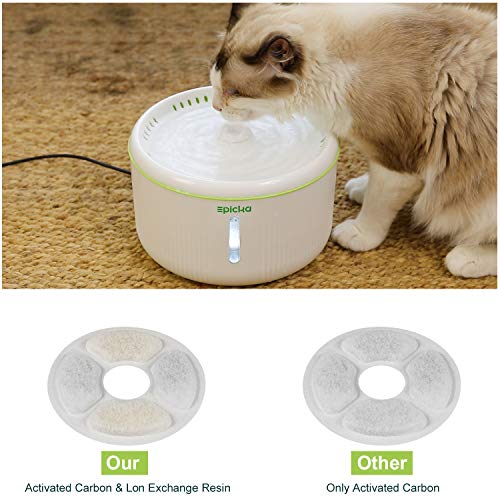 EPICKA Pet Fountain Filters, Carbon Replacement Filter for 67oz/2L Automatic Pet Fountain Cat Water Fountain Dog Water Dispenser, Compatible with Pijaya Cat Fountain, Pack of 6 (Pack of 6)