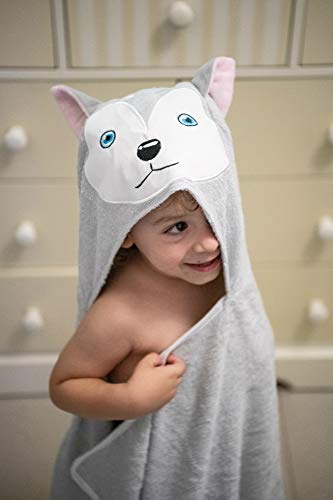 BabyZor Extra Soft Baby Hooded Bath Towel & Washcloth Shower Gift Set, Organic Hypoallergenic Bamboo Large Fibers 48x30 | for Newborn, Infant, Toddler & Kids (Grey)