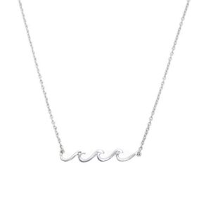 pura vida silver delicate wave necklace, rhodium plating - brass base, 18 inches