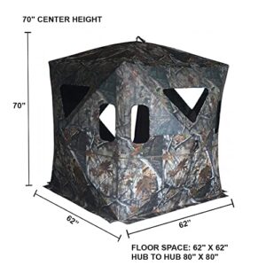 THUNDERBAY 3 Person Hidden Threat See Through Hunting Blind, See Through Panel Window with 270° View, Floor Space 62" x 62"